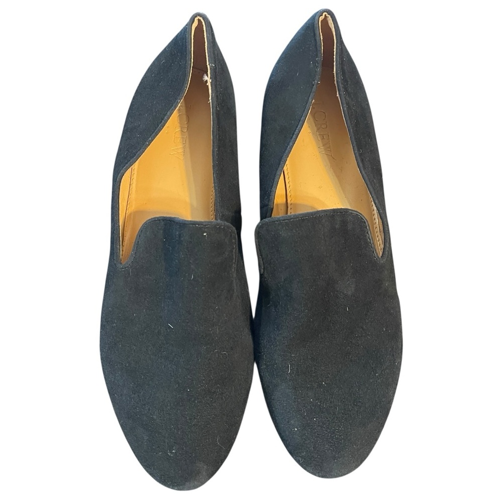 J. Crew Factory Black Suede Smoking Loafers Dark Academia Business Casual Size 8